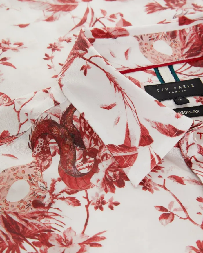 Men DRAAKE 8211 Long Sleeve Dragon Print Shirt Red Ted Baker Shirts Men DRAAKE 8211 Long Sleeve Dragon Print Shirt Red Ted Baker Shirts