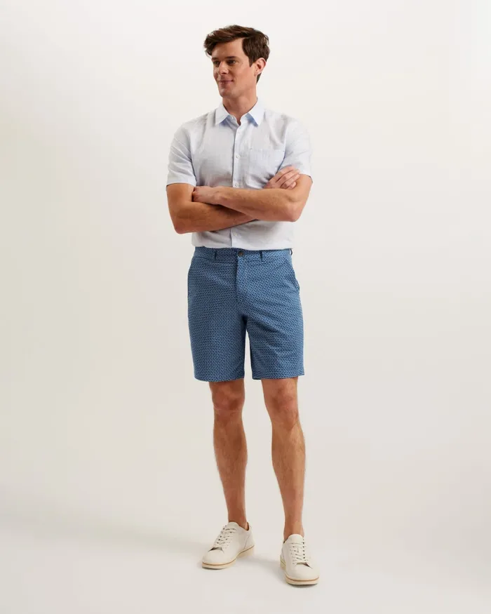 Men DULWICK 8211 Geometric Print Chino Shorts Blue Ted Baker Shorts