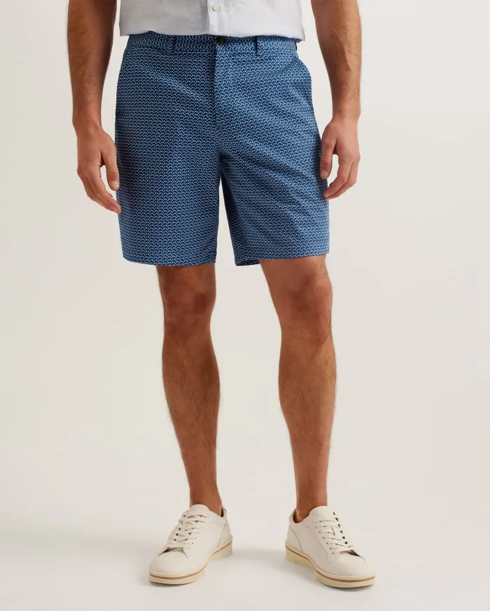 Men DULWICK 8211 Geometric Print Chino Shorts Blue Ted Baker Shorts