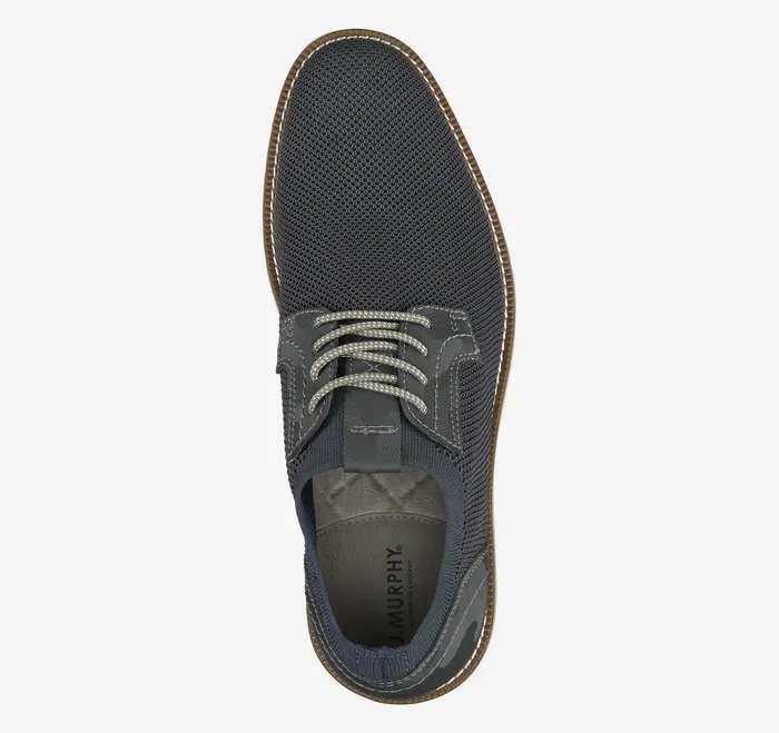 Men Duncan Knit Plain Toe Navy KnitCamoEmbossed Leather LaceUps Johnston and Murphy