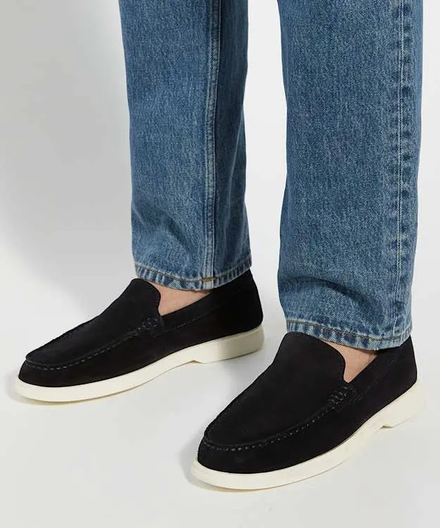 Men Dune London Loafers Casual Suede Loafers Blue Suede