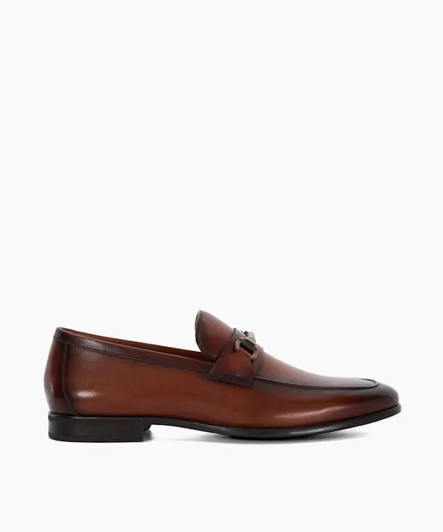 Men Dune London Smart Shoes Leather Snaffle Loafers Brown