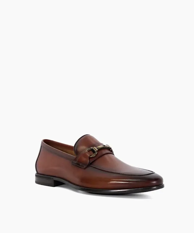 Men Dune London Smart Shoes Leather Snaffle Loafers Brown