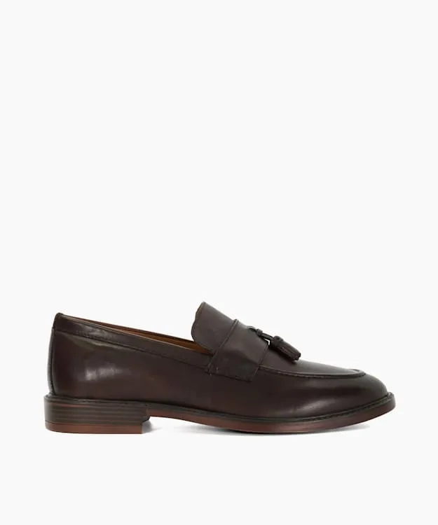 Men Dune London Smart Shoes Leather Tassel Loafers Brown