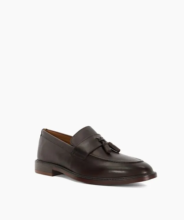 Men Dune London Smart Shoes Leather Tassel Loafers Brown