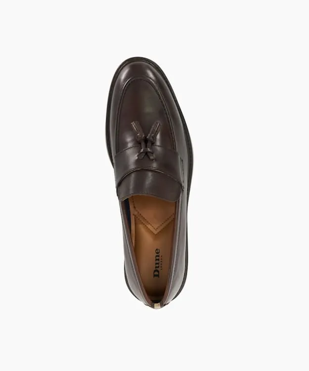 Men Dune London Smart Shoes Leather Tassel Loafers Brown