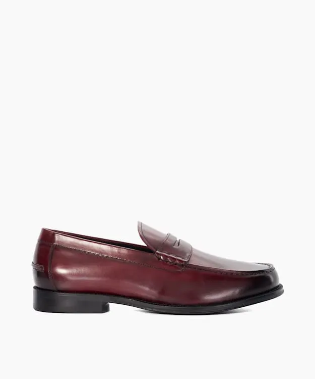 Men Dune London Smart Shoes PennyTrim Loafers Red