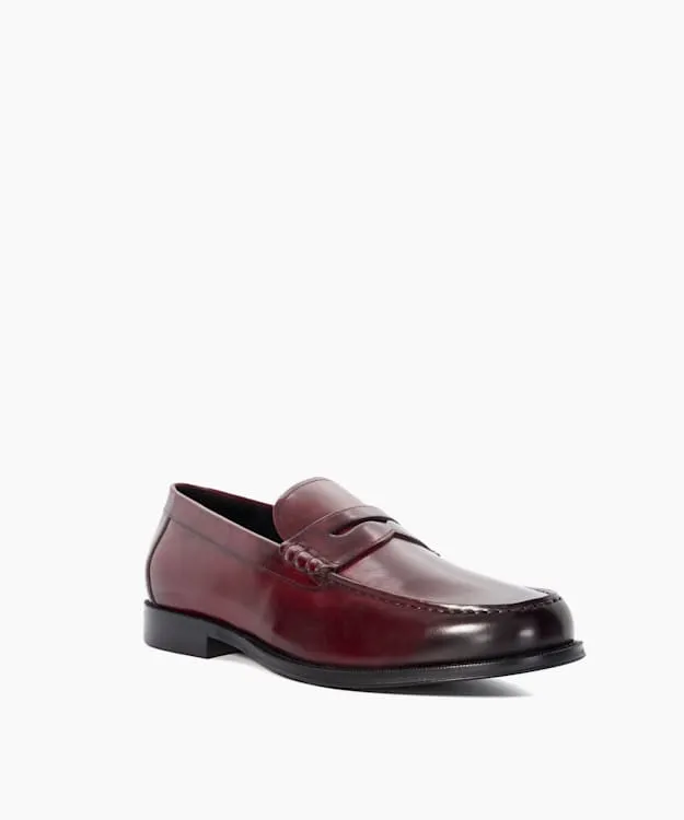 Men Dune London Smart Shoes PennyTrim Loafers Red