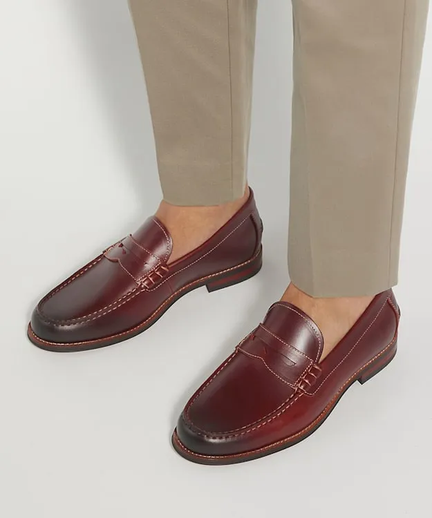 Men Dune London Smart Shoes PennyTrim Loafers Red