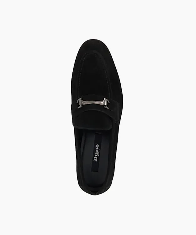 Men Dune London Smart Shoes Suede Snaffle Trim Loafers Black