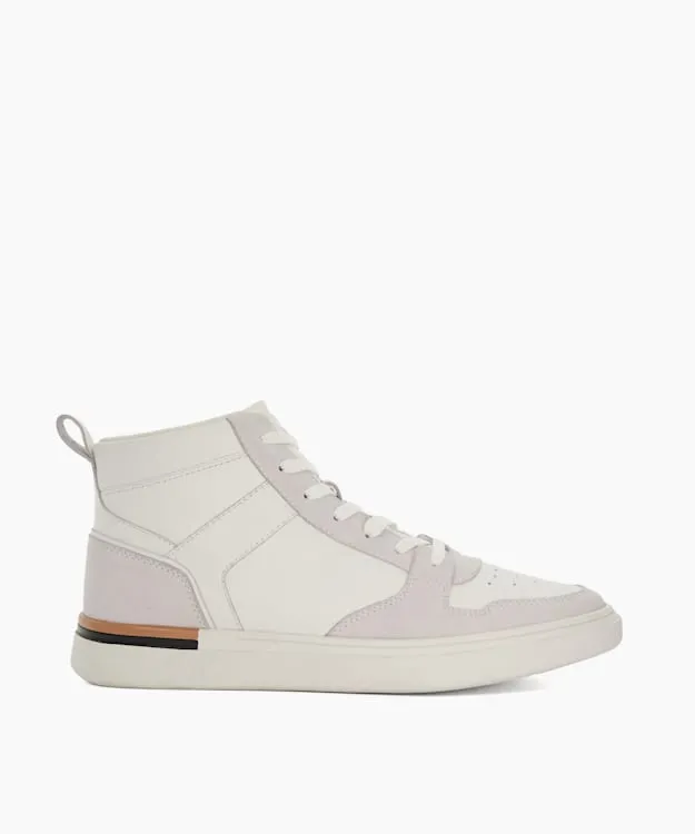 Men Dune London Trainers High Top Perforated Trainers White