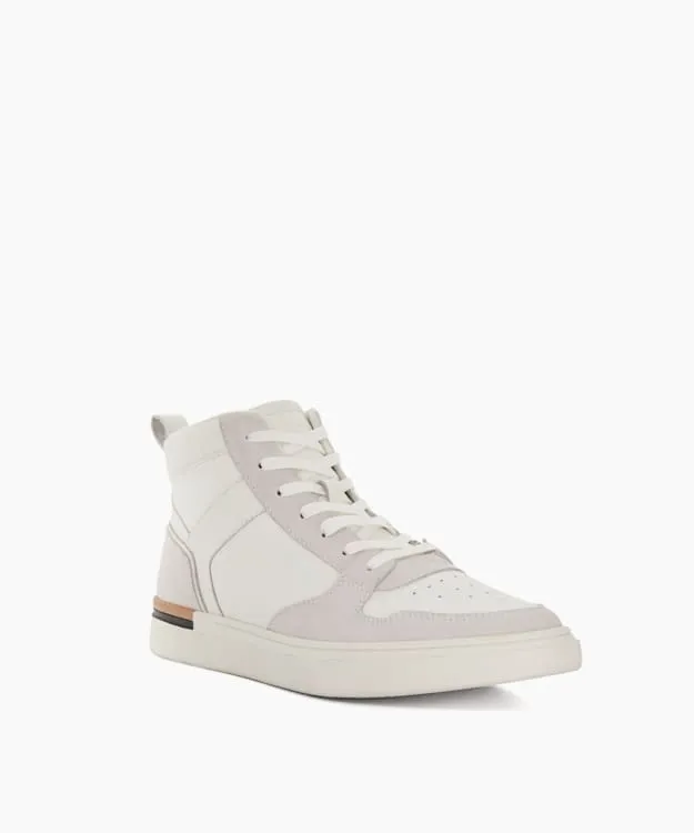 Men Dune London Trainers High Top Perforated Trainers White