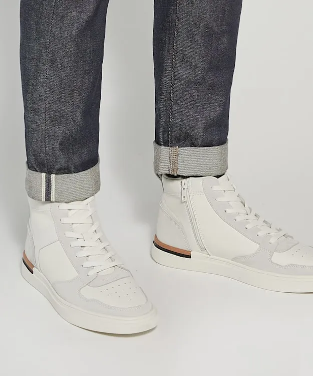 Men Dune London Trainers High Top Perforated Trainers White