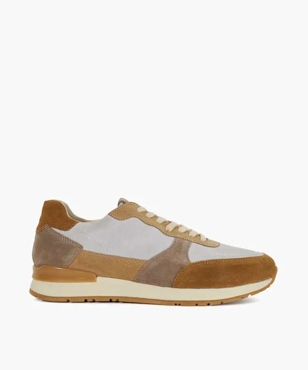 Men Dune London Trainers Textured Lace Up Trainers Neutral Suede