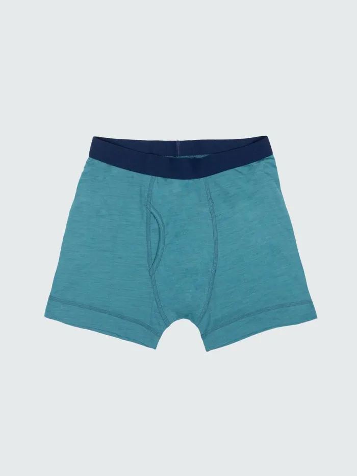 Men Eddy Merino Wool Boxers Biscay Navy Finisterre Base Layers and Underwear