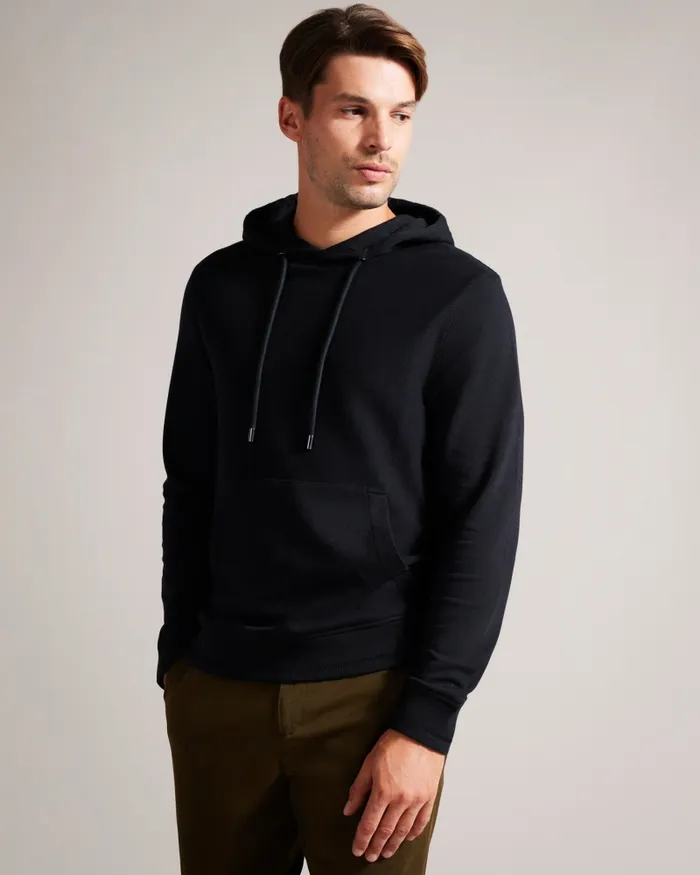 Men ELLJA 8211 Long Sleeve Cotton Twill Hoodie Black Ted Baker Tops Men ELLJA 8211 Long Sleeve Cotton Twill Hoodie Black Ted Baker Tops
