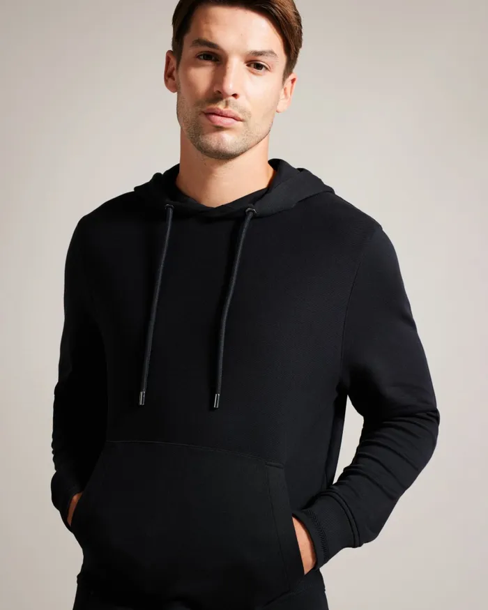 Men ELLJA 8211 Long Sleeve Cotton Twill Hoodie Black Ted Baker Tops Men ELLJA 8211 Long Sleeve Cotton Twill Hoodie Black Ted Baker Tops