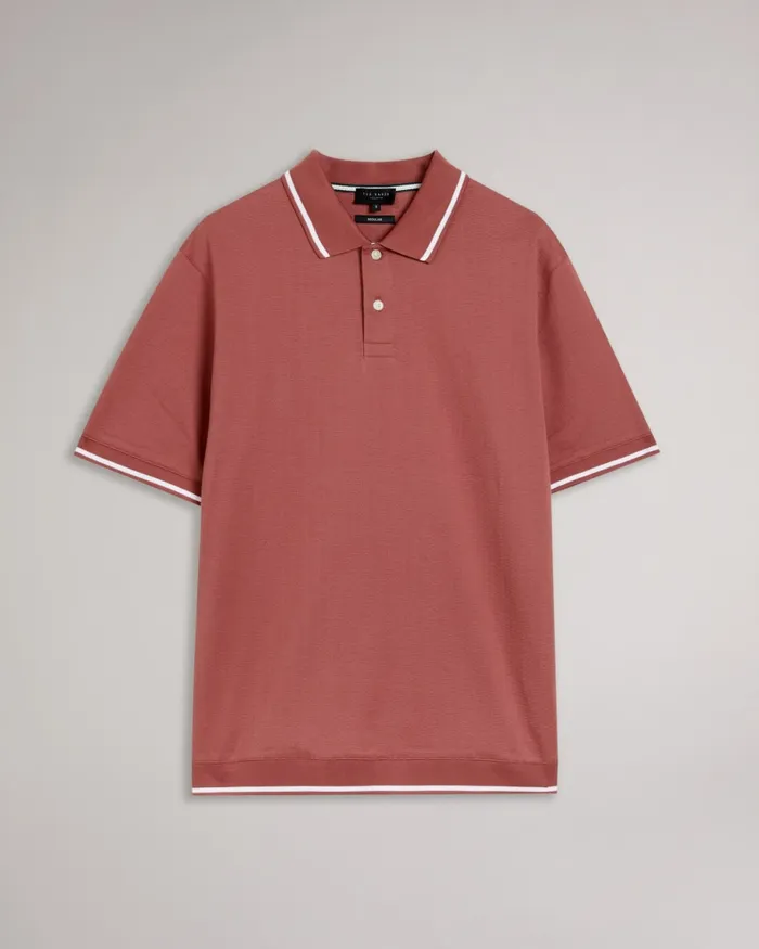 Men ERWEN 8211 Regular Fit Textured Polo Shirt Medium Pink Ted Baker Polo Shirts