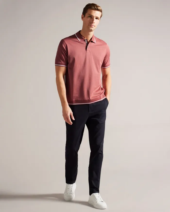 Men ERWEN 8211 Regular Fit Textured Polo Shirt Medium Pink Ted Baker Polo Shirts