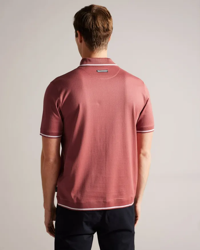 Men ERWEN 8211 Regular Fit Textured Polo Shirt Medium Pink Ted Baker Polo Shirts