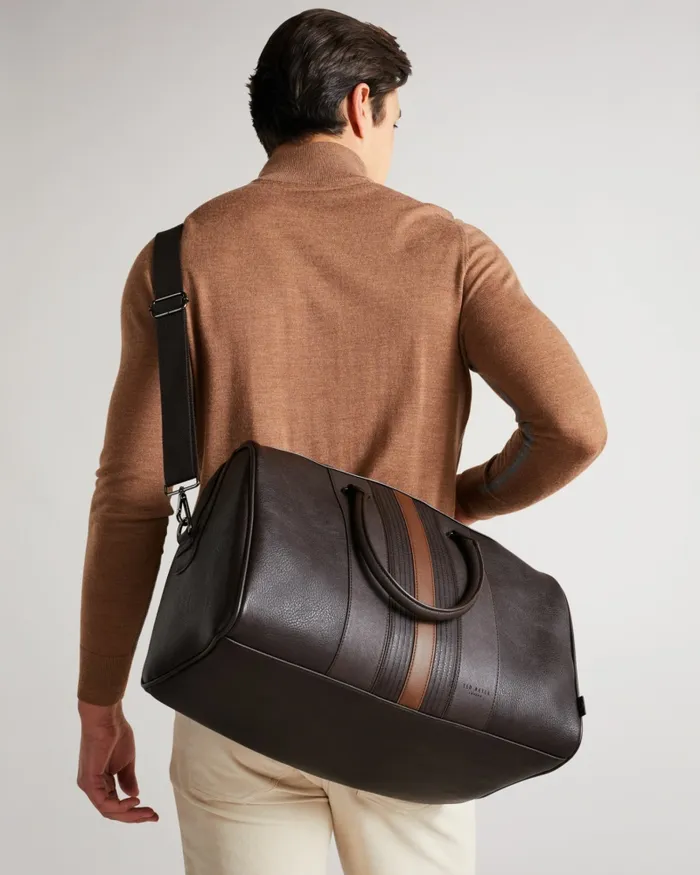 Men EVYDAY 8211 Striped PU Holdall Brownchocolate Ted Baker Holdalls and Weekend Bags Men EVYDAY 8211 Striped PU Holdall Brownchocolate Ted Baker Holdalls and Weekend Bags
