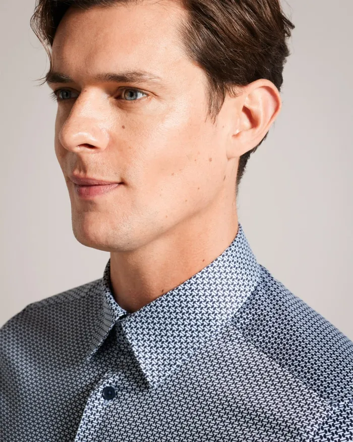 Men FAENZA 8211 Long Sleeve Geometric Shirt Navy Ted Baker Shirts Men FAENZA 8211 Long Sleeve Geometric Shirt Navy Ted Baker Shirts