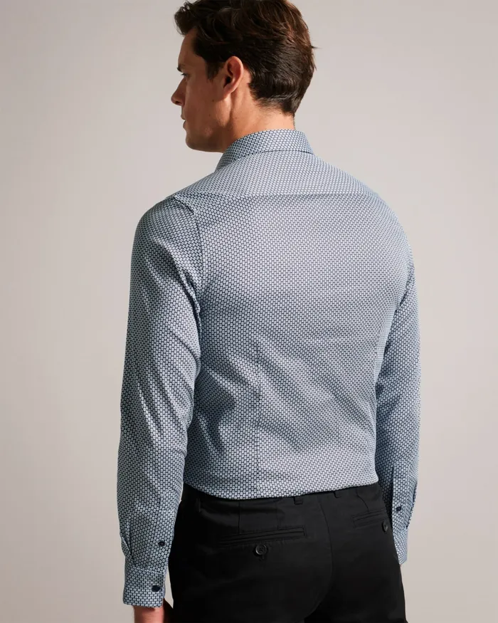Men FAENZA 8211 Long Sleeve Geometric Shirt Navy Ted Baker Shirts Men FAENZA 8211 Long Sleeve Geometric Shirt Navy Ted Baker Shirts