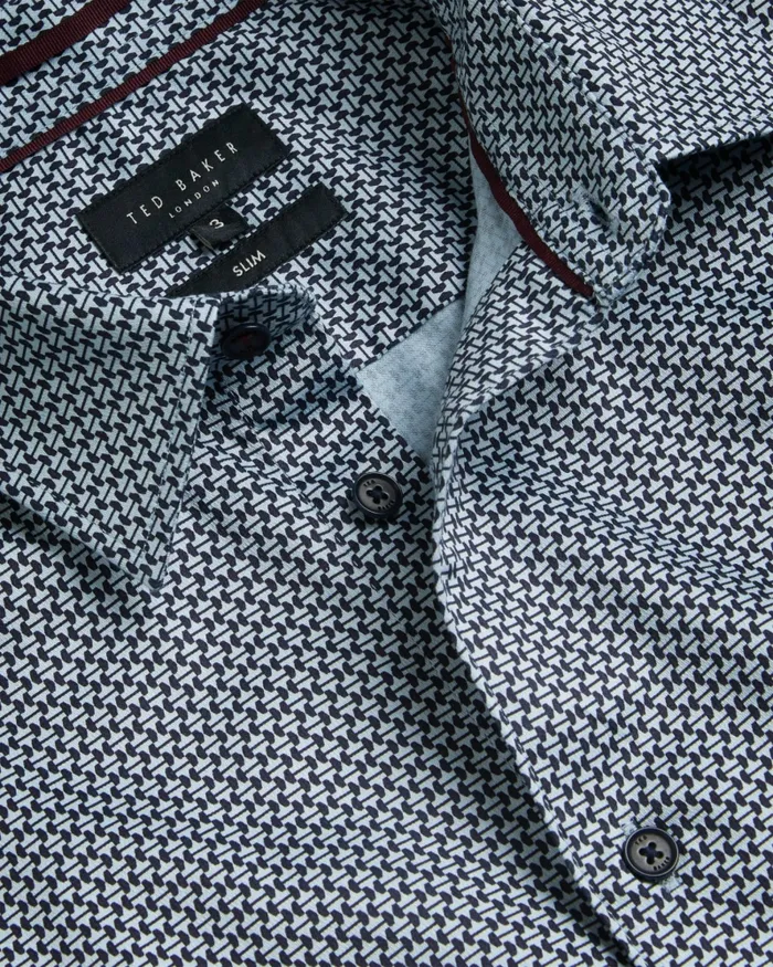 Men FAENZA 8211 Long Sleeve Geometric Shirt Navy Ted Baker Shirts Men FAENZA 8211 Long Sleeve Geometric Shirt Navy Ted Baker Shirts