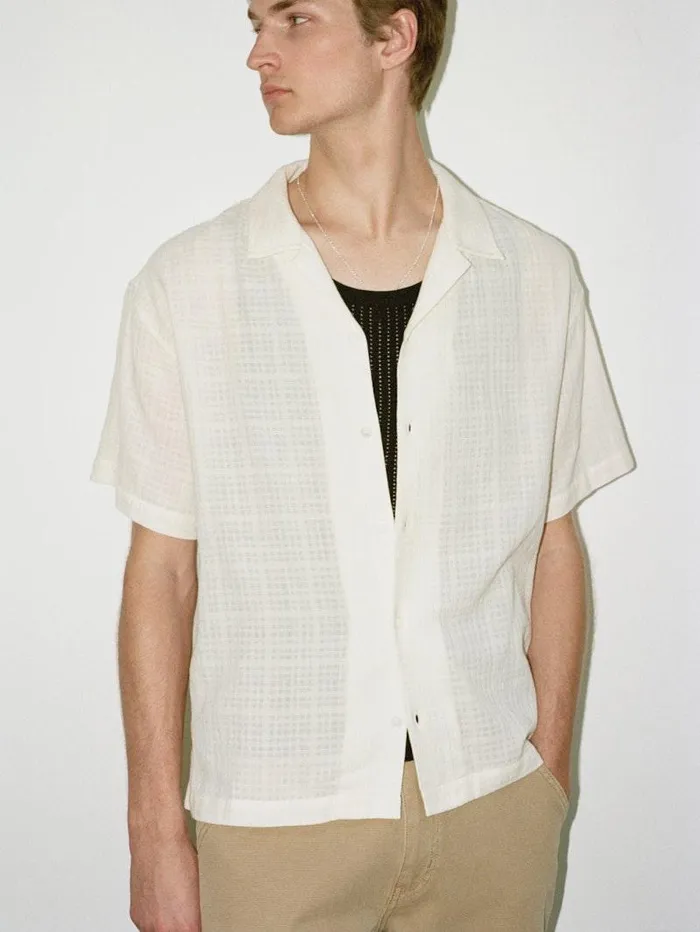 Men FRAME Shirts Short Sleeve Camp Collar Shirt