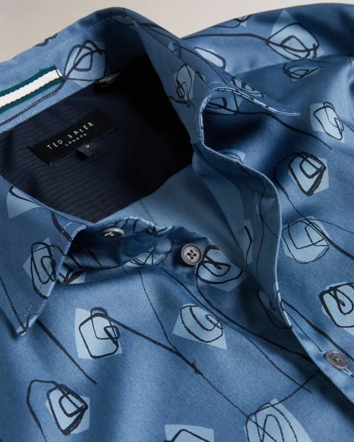 Men FRITH 8211 Long Sleeve Flower Print Shirt Medium Blue Ted Baker Shirts Men FRITH 8211 Long Sleeve Flower Print Shirt Medium Blue Ted Baker Shirts