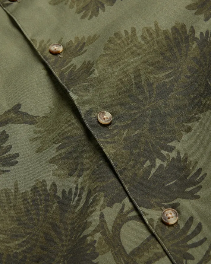 Men GOXHILL 8211 Long Sleeve Leaf Print Shirt Khaki Ted Baker Shirts Men GOXHILL 8211 Long Sleeve Leaf Print Shirt Khaki Ted Baker Shirts