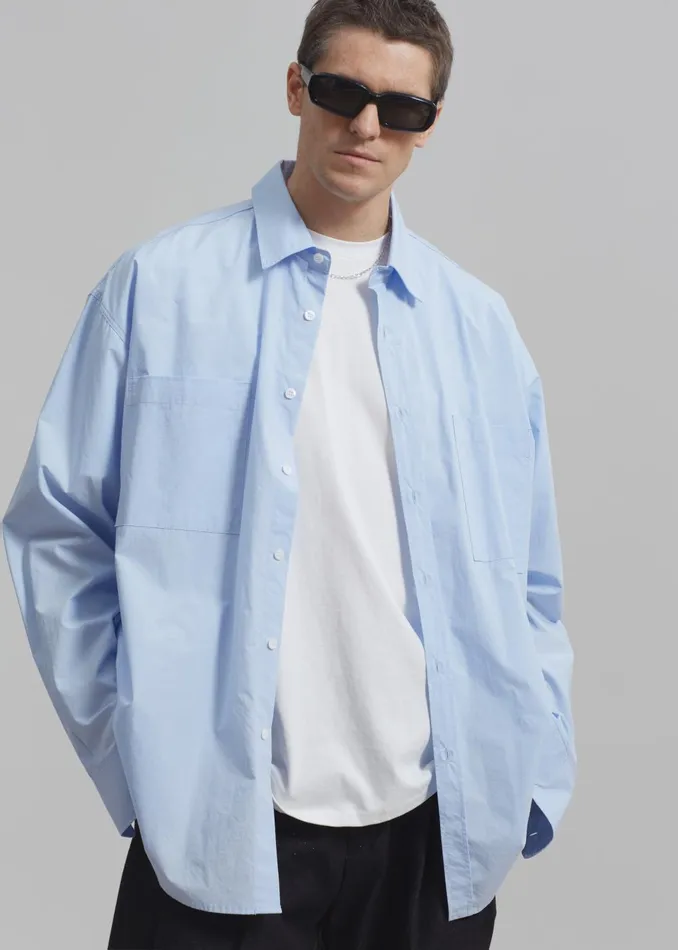 Men Gus Oversized Shirt 8211 Sky The Frankie Shop Tops