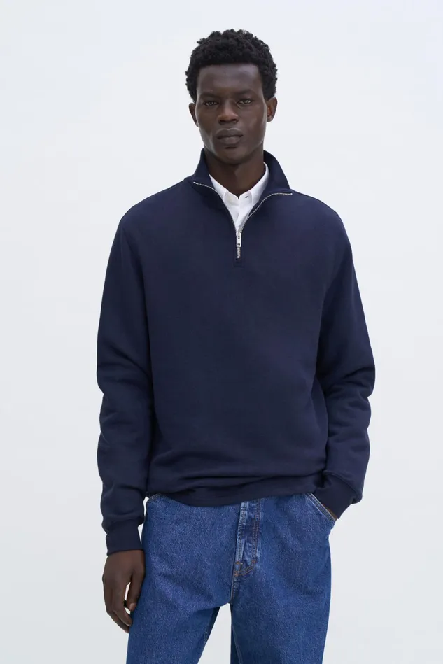 Men Half Zip Sweatshirt Navy Filippa K TShirts