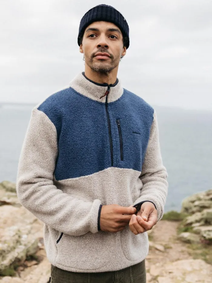 Men Hegen 14 Zip Wool Fleece Coastal Fjordoatmeal Finisterre Fleece