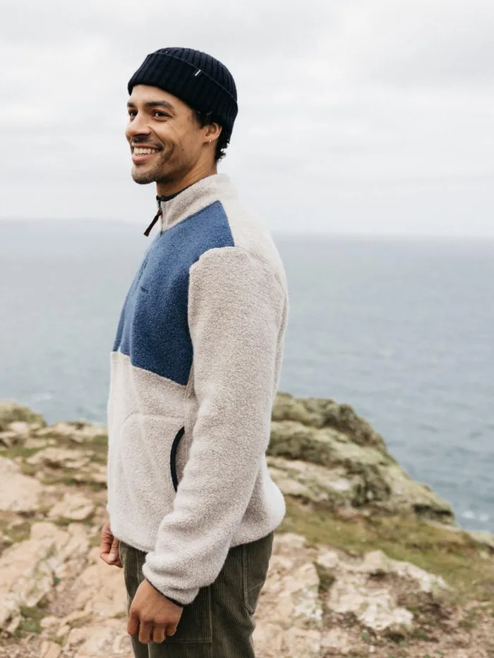Men Hegen 14 Zip Wool Fleece Coastal Fjordoatmeal Finisterre Fleece