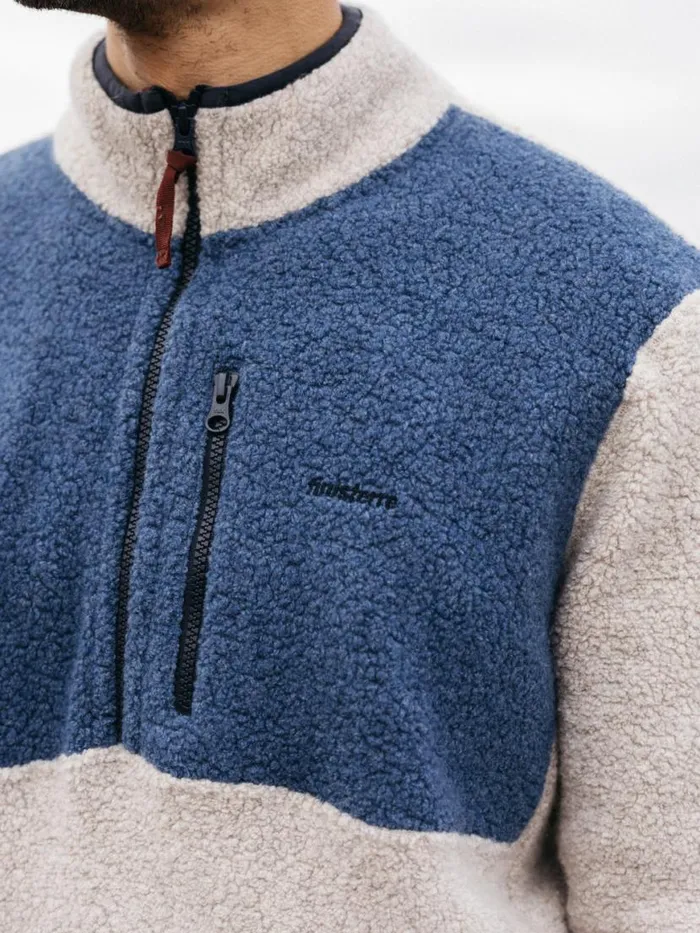 Men Hegen 14 Zip Wool Fleece Coastal Fjordoatmeal Finisterre Fleece