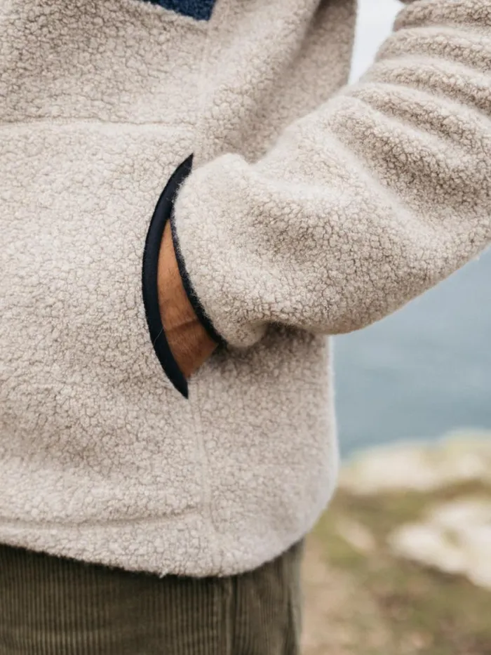 Men Hegen 14 Zip Wool Fleece Coastal Fjordoatmeal Finisterre Fleece