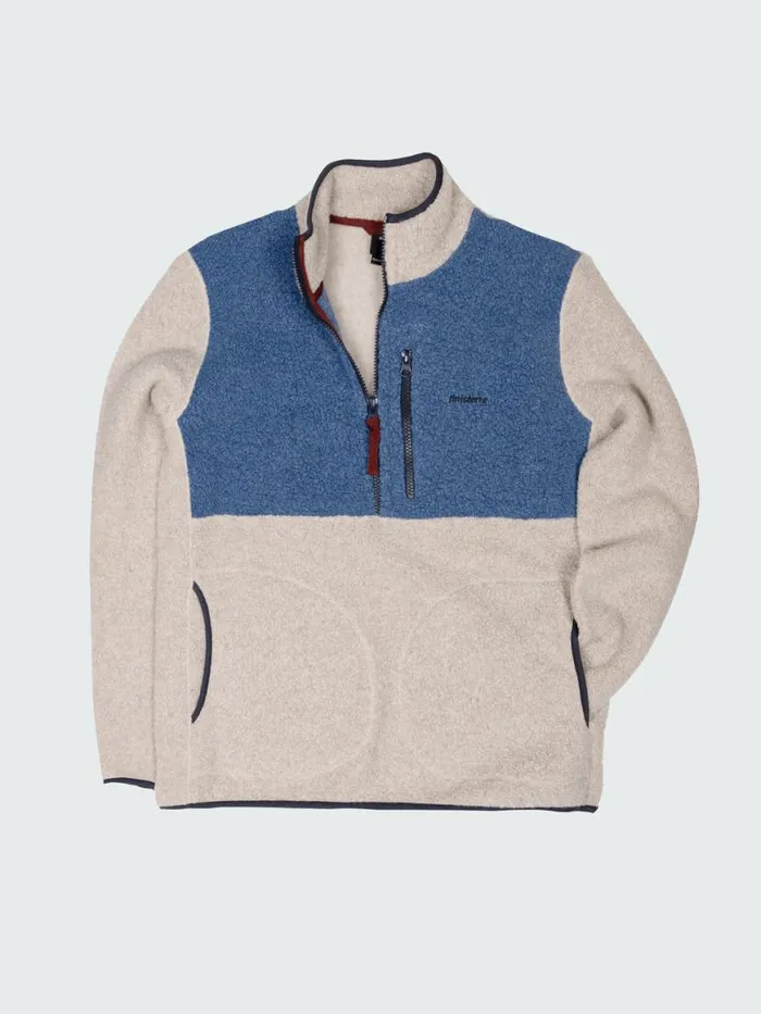 Men Hegen 14 Zip Wool Fleece Coastal Fjordoatmeal Finisterre Fleece