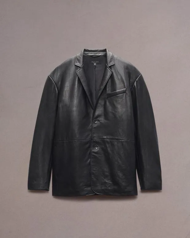 Men Jackets and Coats Rag and Bone Shift Leather Blazer Black