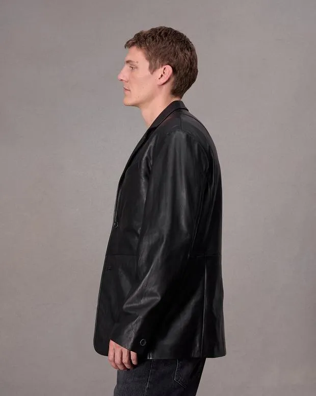 Men Jackets and Coats Rag and Bone Shift Leather Blazer Black