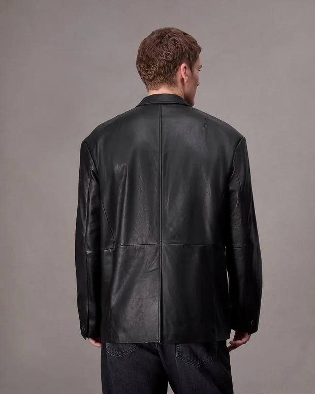 Men Jackets and Coats Rag and Bone Shift Leather Blazer Black