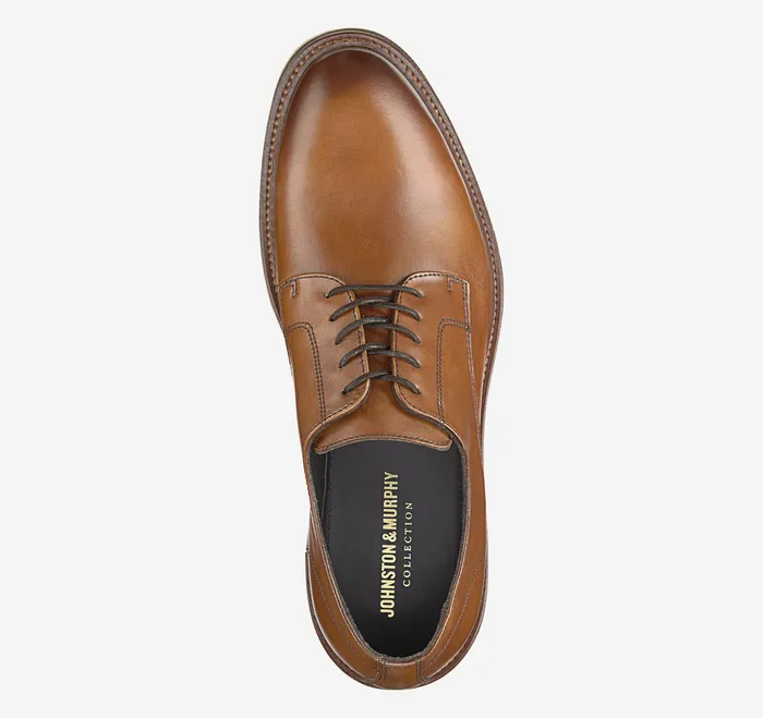 Men Johnston and Murphy Jenson Plain Toe Tan European Calfskin LaceUps