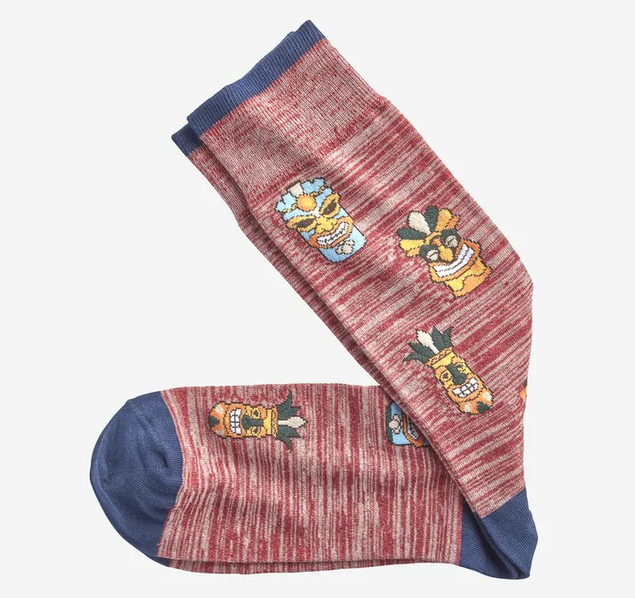 Men Johnston and Murphy Novelty Socks Pink Tiki Head Socks