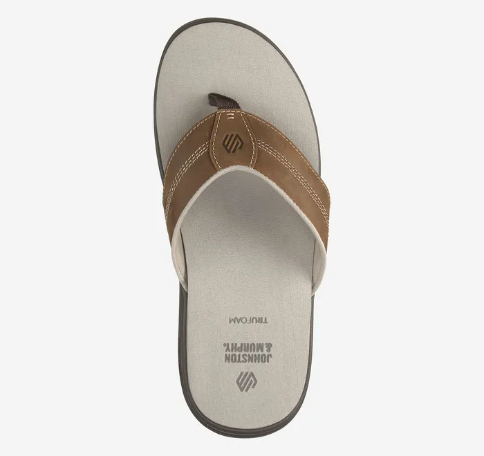 Men Johnston and Murphy Upton FlipFlop Brown Oiled Full Grain SlipOns and Loafers