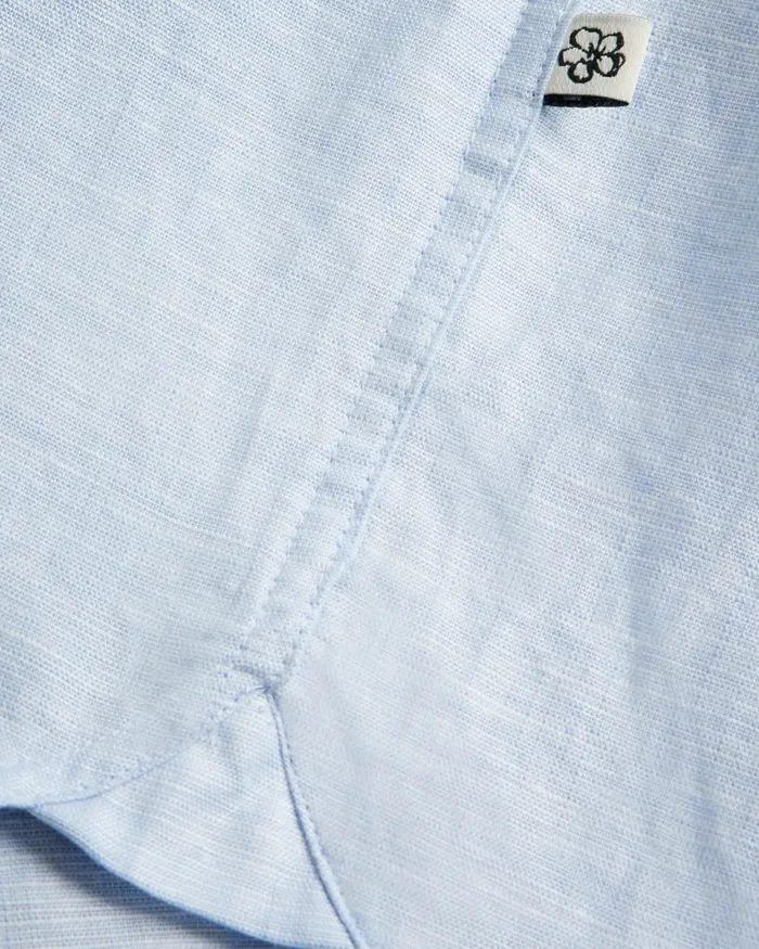 Men KINGFRD 8211 Short Sleeve Linen Shirt Light Blue Ted Baker Shirts Men KINGFRD 8211 Short Sleeve Linen Shirt Light Blue Ted Baker Shirts