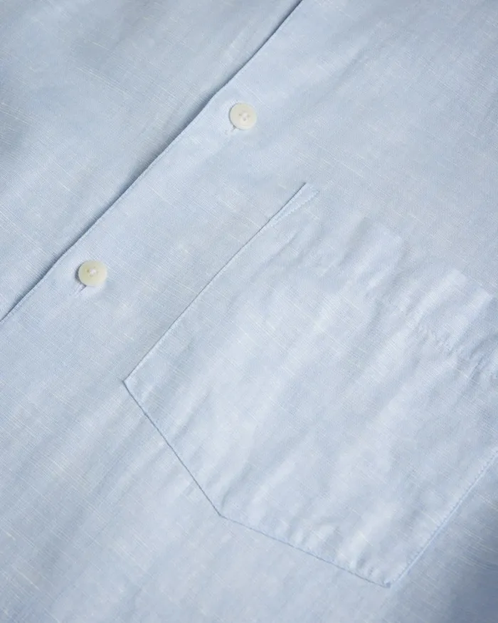 Men KINGFRD 8211 Short Sleeve Linen Shirt Light Blue Ted Baker Shirts Men KINGFRD 8211 Short Sleeve Linen Shirt Light Blue Ted Baker Shirts