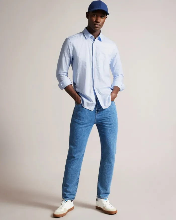 Men KINGWEL 8211 Long Sleeve Linen Blend Shirt Light Blue Ted Baker Shirts Men KINGWEL 8211 Long Sleeve Linen Blend Shirt Light Blue Ted Baker Shirts