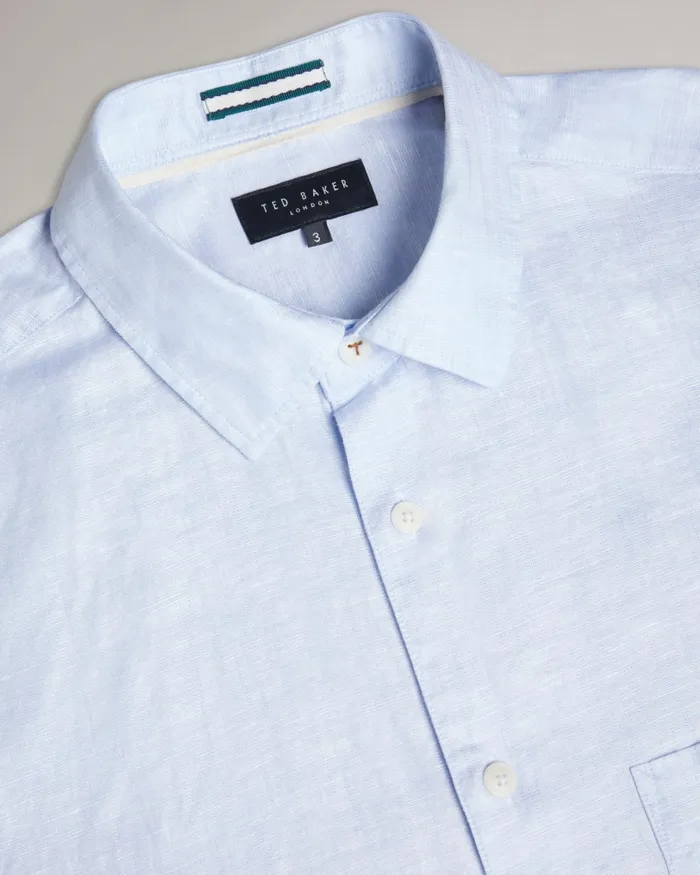 Men KINGWEL 8211 Long Sleeve Linen Blend Shirt Light Blue Ted Baker Shirts Men KINGWEL 8211 Long Sleeve Linen Blend Shirt Light Blue Ted Baker Shirts