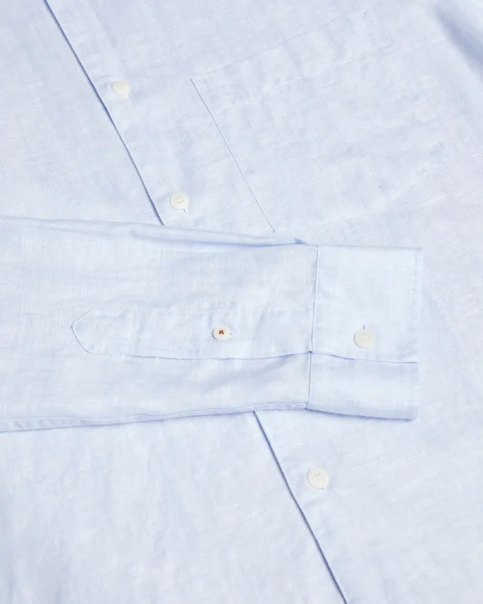 Men KINGWEL 8211 Long Sleeve Linen Blend Shirt Light Blue Ted Baker Shirts Men KINGWEL 8211 Long Sleeve Linen Blend Shirt Light Blue Ted Baker Shirts