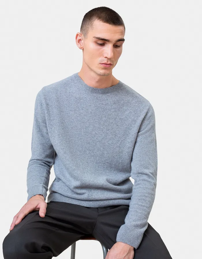 Men Knit Sweaters Colorfulstandard Light Merino Wool Crew 8211 Lava Grey